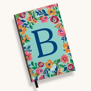 Personalization Mall Flowery Initial Journal, Blue Aqua - 1 of 4