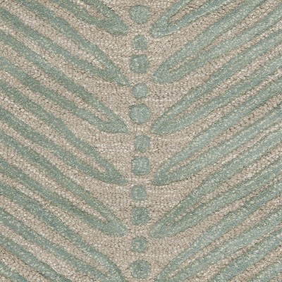 Hand-Tufted Chevron Leaves Blue Wool and Viscose 30" Rug