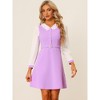 Allegra K Women's V Neck Button Decor Elegant Contract Panel Mini Dress - 3 of 4