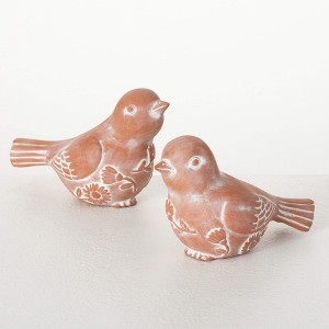 Sullivans 3.5" Terracotta Bird Figurine Set of 2 - 1 of 3