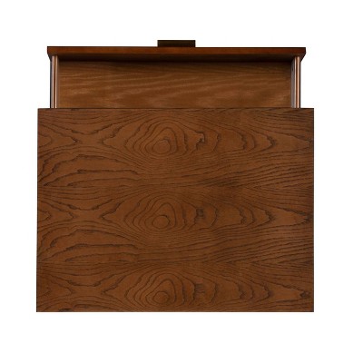 Reid Walnut 2 Drawer Mid-Century Modern Nightstand with Bronze Hardware