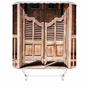 Courtyard Wooden Door Shower Curtains for Bathroom Waterproof Fabric Bath Curtain Durable Soft Stylish Bathroom Decor 72x72 Inch - 1 of 1