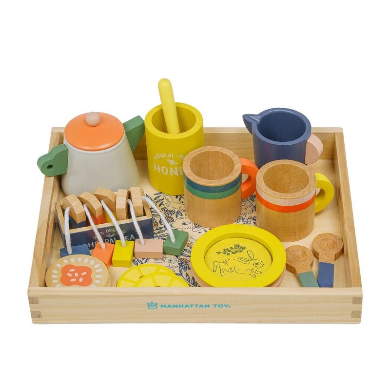 Manhattan Toy Flora Fauna Toddler and Kids Pretend Play Wooden Tea Set, 23-Piece, 1 of 5