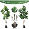 Artificial Ficus Plant - Realistic Faux Plant, Decorative Home and Office Greenery, Indoor Silk Fabric Leaves, Imitation Foliage, Multi-Stem Design - 4 of 4