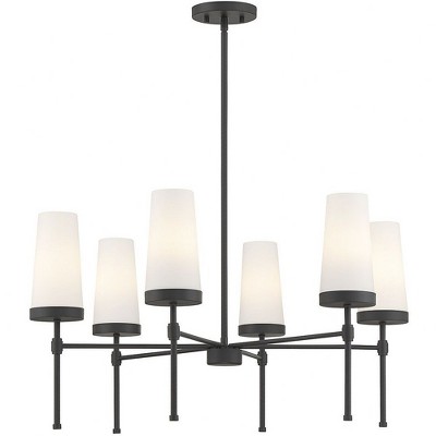 Matte Black 6-Light Chandelier with White Opal Glass Shades