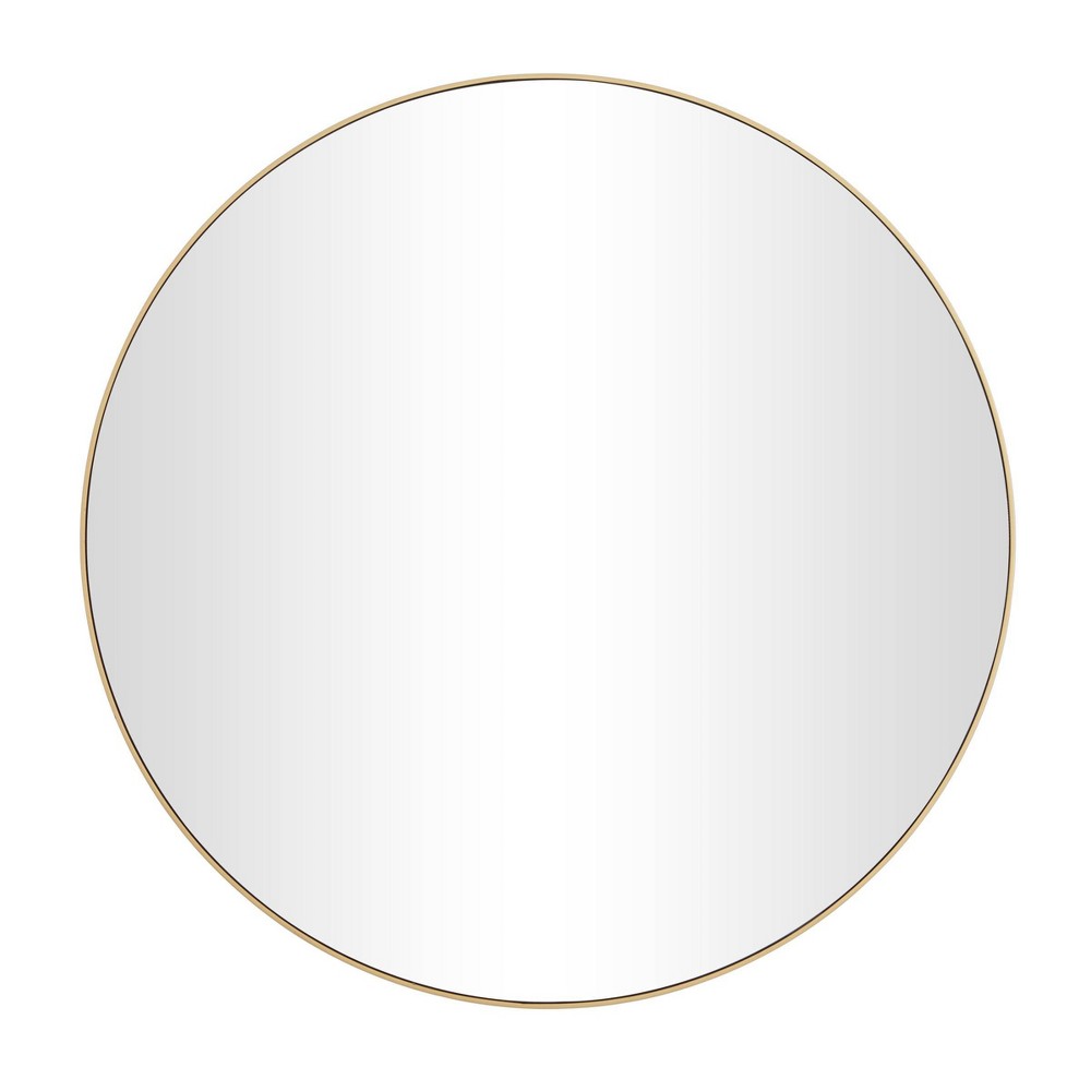 Photos - Wall Mirror 36" Contemporary Wood Round  Gold - Olivia & May