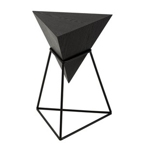 JIONJOY Contemporary Triangle Side Table with Wood Top & Metal Base - 1 of 4