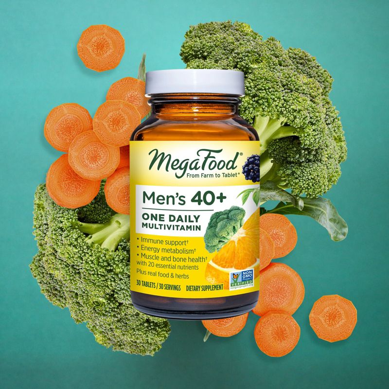 MegaFood Mens Multivitamin, Multivitamin for Men 40+ Immune Support, Vegetarian Tablets - 30ct, 6 of 7