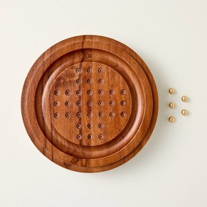 Wood and Brass Marble Solitaire - Hearth & Hand™ with Magnolia - 1 of 4