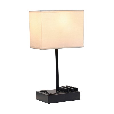 15.3" Black and White Adjustable Nightstand Lamp with USB Ports