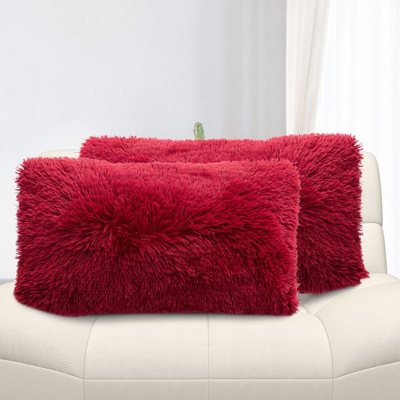 Cheer Collection Super Soft Shaggy Long Hair Throw Pillows Set of 2, 5 of 11