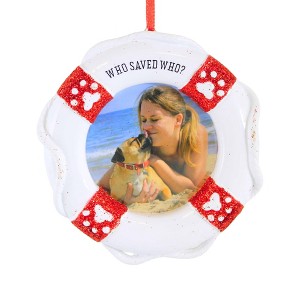 Polarx 3.25 In Who Saved Who Picture Frame Ornament Christmas Tree Ornament , Christmas Decor Free Standing Cat Dog (1PC) - 1 of 4
