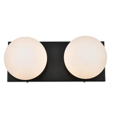 Elegant Lighting Jaylin 2 light Black and frosted white Bath Sconce