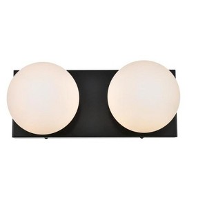 Elegant Lighting Jaylin 2 light Black and frosted white Bath Sconce - 1 of 4