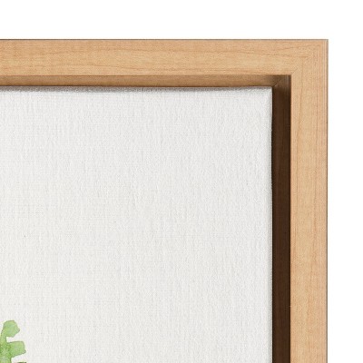 24" x 18" Green Fern Abstract Canvas Print with Natural Frame