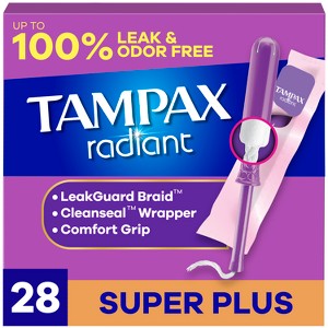 Tampax Radiant Super Plus Absorbency Unscented Tampons - 28ct - 1 of 4