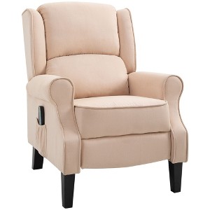Vintage Upholstered Wingback Heated Vibrating Massage Recliner Chair with Remote Controller and Push-back Recline - 1 of 4