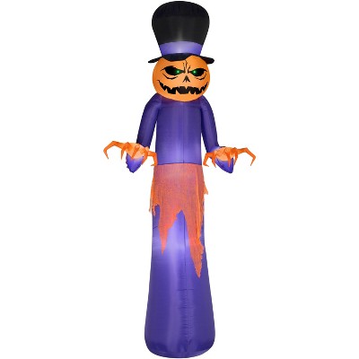 Gemmy Airblown Inflatable Pumpkin Reaper w/Top Hat Giant , 12 ft Tall, Purple