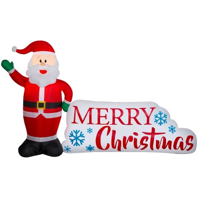 Gemmy Christmas Airblown Inflatable Santa and Merry Christmas Sign Scene , 5.5 ft Tall, Multicolored