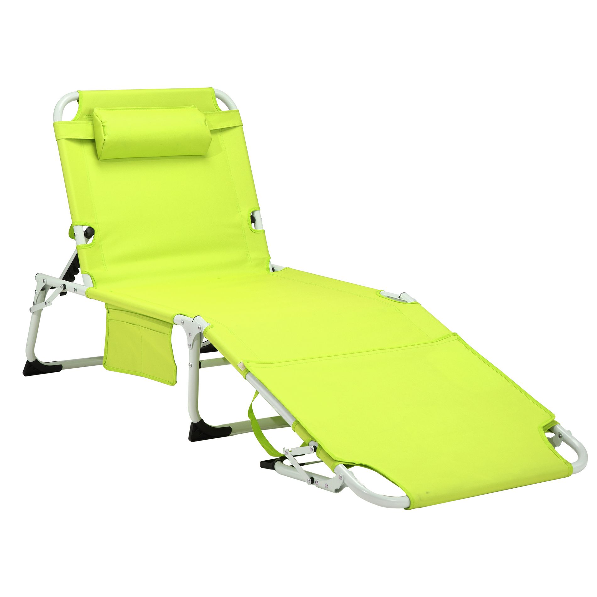Yinvani 3-in-1 Heavy Duty Tanning Chair with Face Hole, Adjustable 5-Position, Portable Lounge Chair for Outdoor Sunbathing, Green