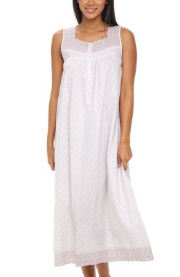 Adr Women's Cotton Victorian Nightgown, Sybil Sleeveless Lace