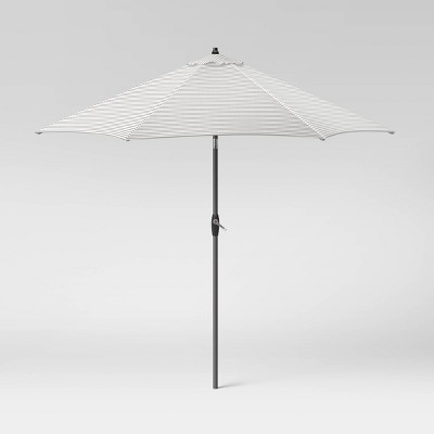 9' Crestwood Stripe Round Patio Umbrella DuraSeason Fabric™ Gray - Threshold™