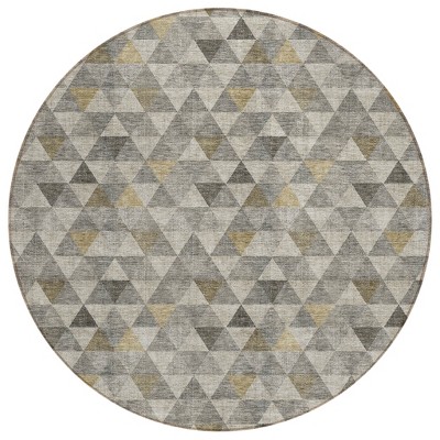 Taupe Beige And Tan Geometric Washable Indoor Outdoor Area Rug
