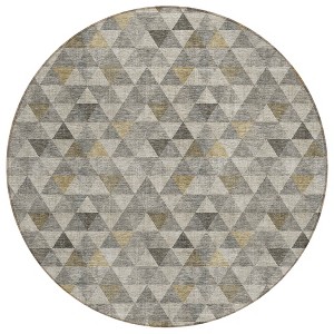 Taupe Beige And Tan Geometric Washable Indoor Outdoor Area Rug - 1 of 4