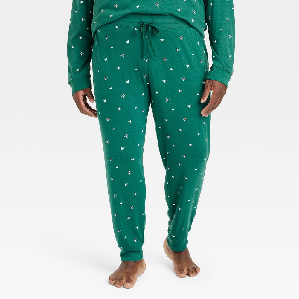 Men's Big & Tall Polar Bear Print Cotton Ribbed Holiday Matching Family Pajama Pants - Wondershop™ Green XLT