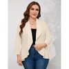 Women's Ruffled Hem Blazer Cardigan, Single-Button Lapel Jacket with 3/4 Sleeves for Casual & Office Wear - 3 of 4