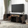 63 Inch Long TV Stand, TV Console Table With Storage Cabinet And Shelves, Television Entertainment Center  With Led Lights-Cuddlewood - 3 of 4