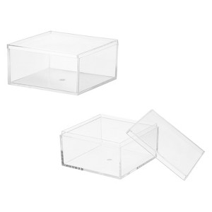 Unique Bargains Acrylic Cube Storage Collectible Display Boxes 2 Pcs Clear - 1 of 4