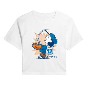 Women's - Peanuts - Lucy Baseball Cropped Graphic T-Shirt - 1 of 4