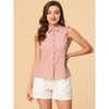 INSPIRE CHIC Women's Bow Tie Neck Vintage Ruffle Sleeveless Gingham Plaid Shirt - 3 of 4