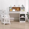 Kids Desk and Chair Set, Wooden Study Table with Storage Shelf, Bulletin Board, Keyboard Stand and Pen Holder, Children School Learning Desk Set - 2 of 4