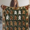 Vintage Christmas Gingerbread Man Flannel Throw Blanket, Cozy Soft Warm Digital Print Holiday Bedspread for Sofa, Bed, Car, Office Travel. - 3 of 4