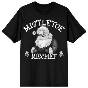 Team Naughty Mistletoe Mischief Crew Neck Short Sleeve Black Adult T-shirt - 1 of 3