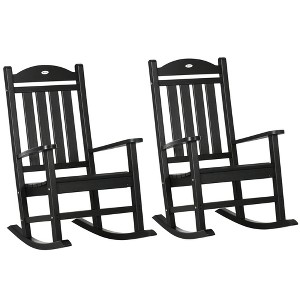 2PCs Outdoor Rocking Chair with Armrests, Fade-Resistant Waterproof HDPE for Indoor & Outdoor - 1 of 4