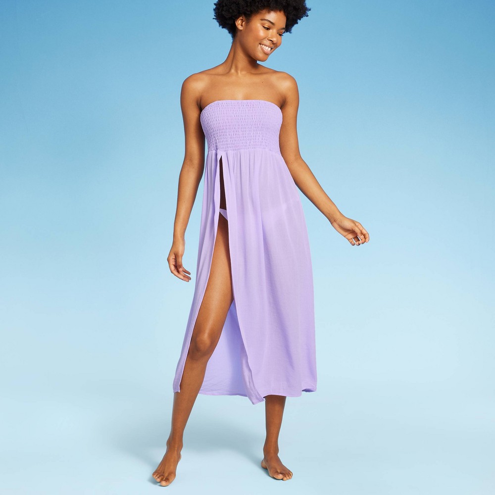 Women's Smocked High Slit Convertible Cover Up Dress - Wild Fable™ Lilac Purple XS (2 dresses)