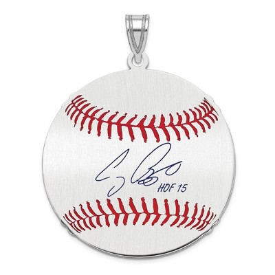 Black Bow Jewelry Sterling Silver Craig Biggio Signature LG Enamel Baseball Pendant