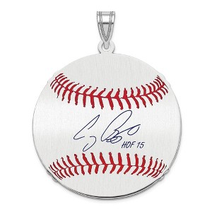 Black Bow Jewelry Sterling Silver Craig Biggio Signature LG Enamel Baseball Pendant - 1 of 4