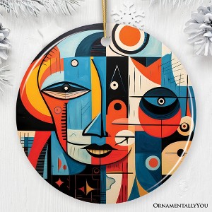 Pablo Picasso Modernist Mosaic Round Ceramic Ornament, Abstract Cubist Art Face Decoration Souvenir| OrnamentallyYou - 1 of 4