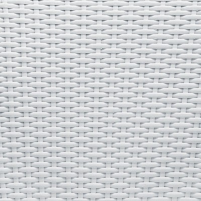 White Wicker and Steel Stackable Outdoor Dining Chair Set