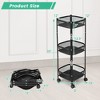 Tangkula 3-Tier Rotating 1-Second folding Storage Rack Metal Rolling Utility Cart Square - 3 of 4