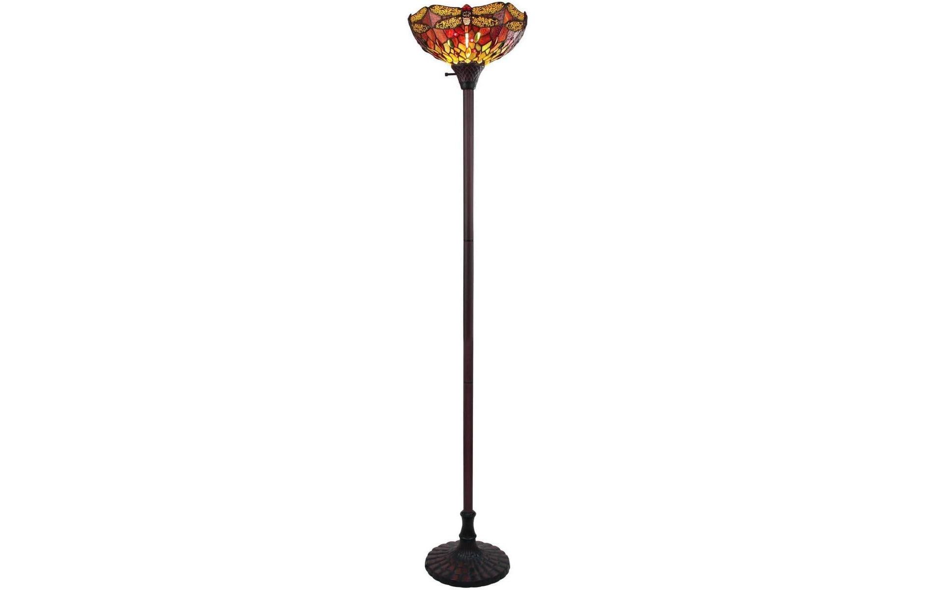 Chloe Lighting Empress Dragonfly Tiffany-Style Dark Bronze 1 Light Torchiere Floor Lamp 14 Inch Wide
