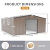 10x12 FT Outdoor Storage Shed, Large Metal Garden Shed with 2 Windows, Tool Sheds with Lockable Sliding Doors Brown - 2 of 4