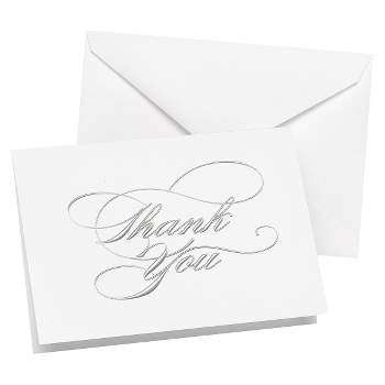 50ct Wedding Thank You Cards Silver