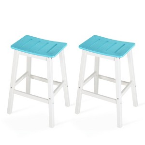 Aoodor Saddle Stools Set of 2, 28'' HDPE Backless Saddle-Seat Kitchen Counter Stools for Patio, Kitchen Island, Bar & Outdoor Use - 1 of 4