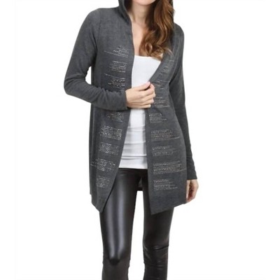 Women's Hooded Cardigan with Stud Detail - VOCAL APPAREL