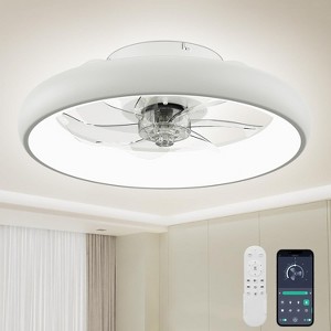 Vipbear 20" Flush Mount Ceiling Fan with Light & Remote/APP Control | Modern Low-Profile Design for Indoor Spaces - 1 of 4